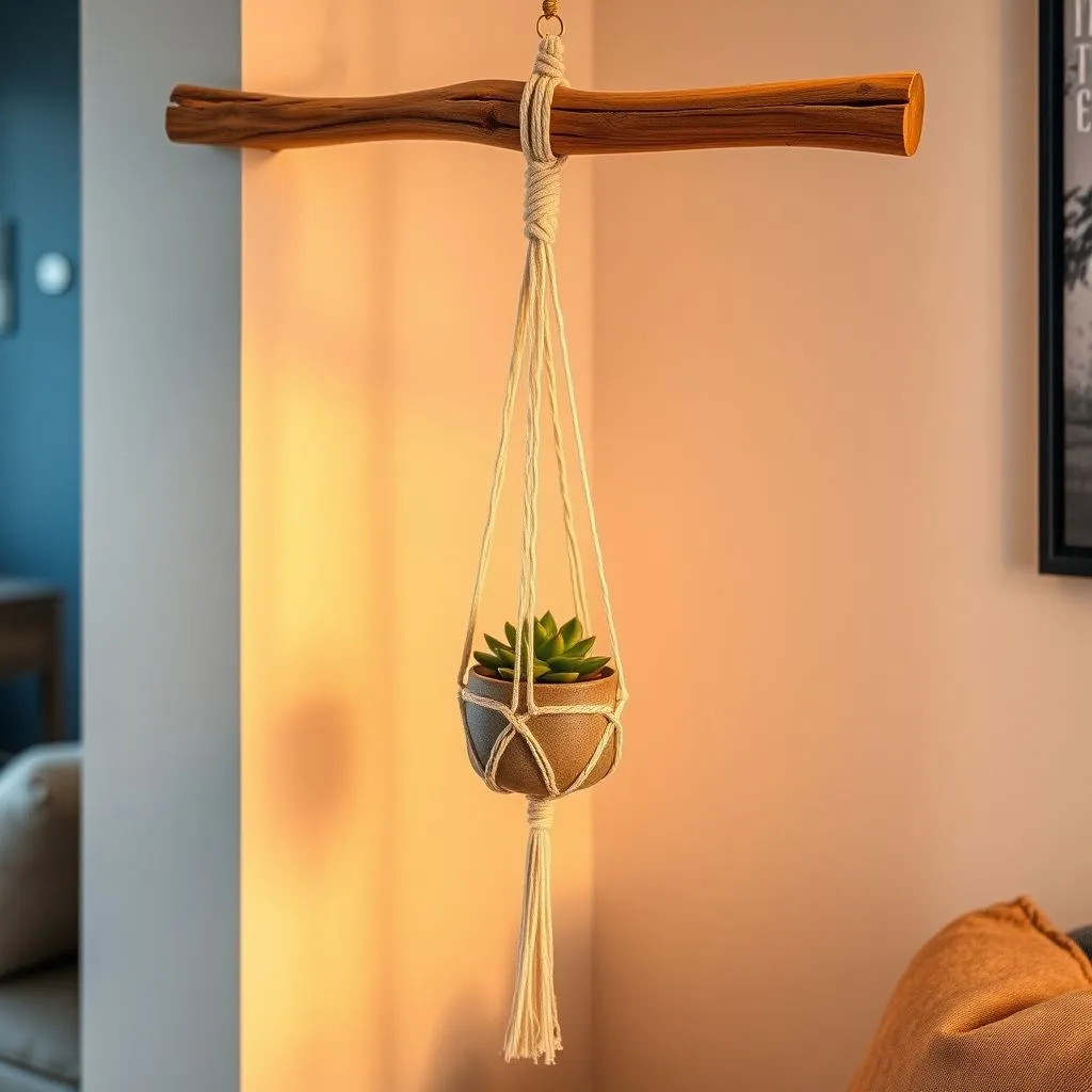 Sturdy Macrame Hanging Plant Support Sturdy macrame plant hanger securely supporting a potted houseplant indoors