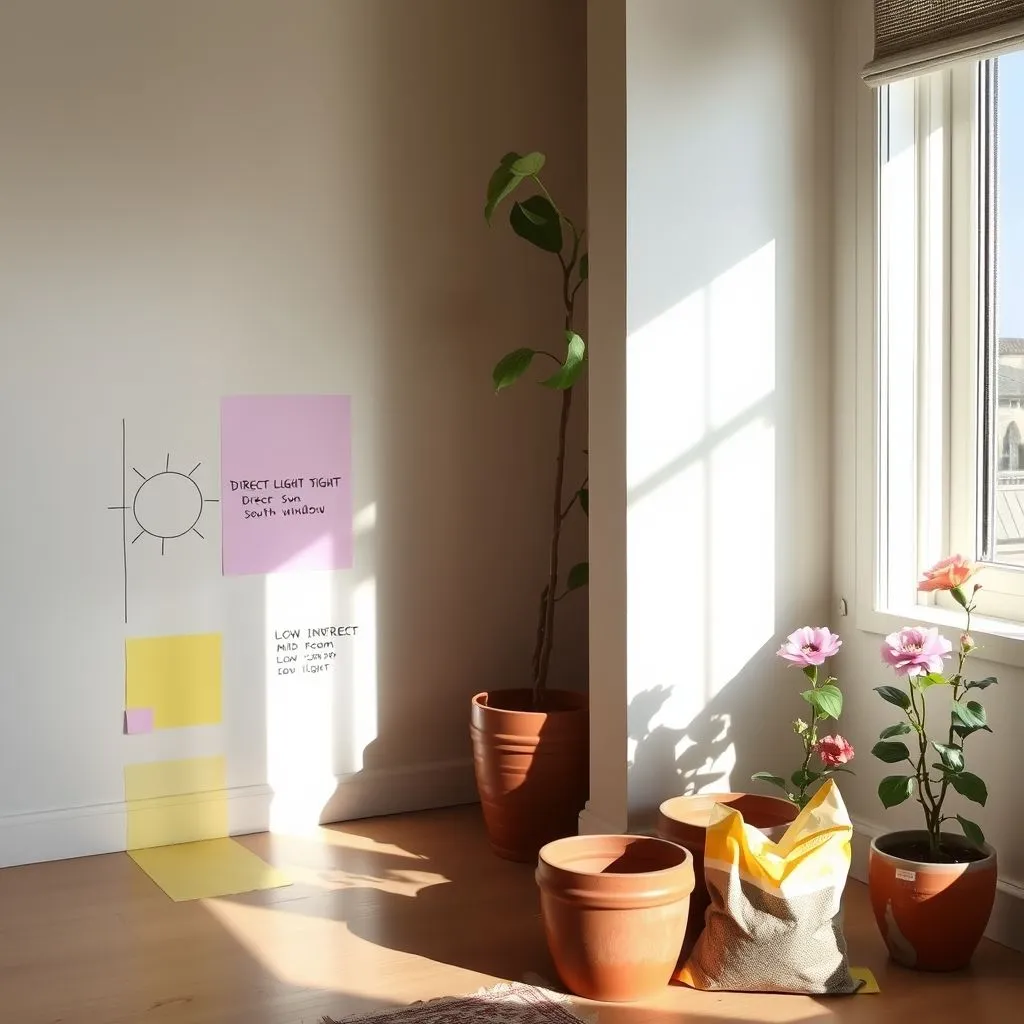 Mapping light zones and choosing breathable containers for a flower plant home in a bright living room.