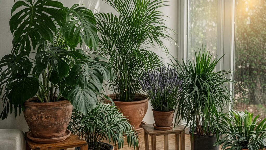 How to Grow 6 Tall Indoor House Plant Beauties 4 Elegant Indoor Plant Setup with Lavender and Tall Green Plants