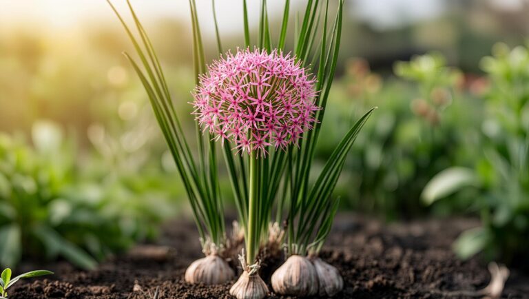 flower garlic plant